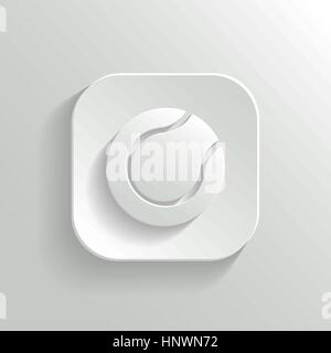 Icona di tennis - vettore app bianco pulsante con ombra Illustrazione Vettoriale
