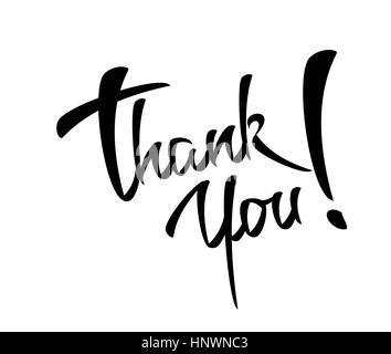 Ringrazio scritte a mano della scheda Messaggi di saluto. Vettore tipografici sfondo. La calligrafia fatti a mano. Facile incolla per qualsiasi sfondo Illustrazione Vettoriale