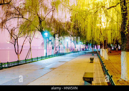 West Lake Scenic Area di notte in Hangzhou Foto Stock