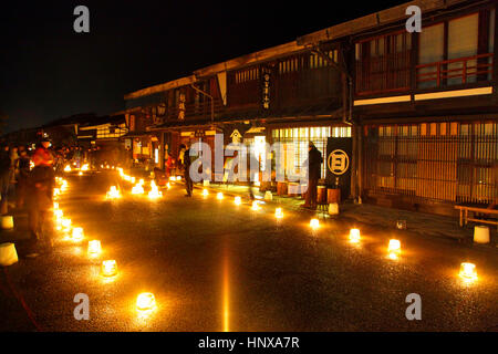 Narai-juku candela di ghiaccio Festival Kiso Nagano Giappone Foto Stock