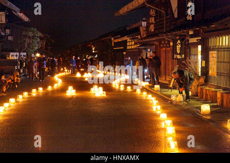 Narai-juku candela di ghiaccio Festival Kiso Nagano Giappone Foto Stock