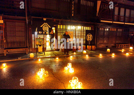 Narai-juku candela di ghiaccio Festival Kiso Nagano Giappone Foto Stock