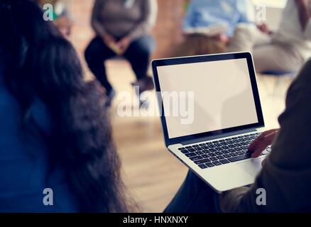 Laptop Seminario di networking concetto di evento Foto Stock