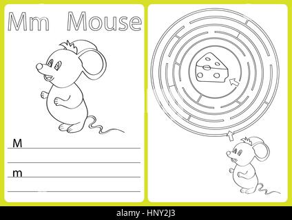 Alfabeto A-Z - Foglio di lavoro di puzzle, esercizi per bambini - libro da colorare Illustrazione Vettoriale