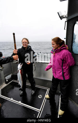 La pesca al salmone nel Ketchikan, Alaska Foto Stock