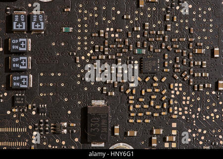 In prossimità di un computer scheda madre elettrico Foto Stock