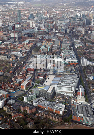 Vista aerea di St Marys Hospital & Manchester Royal Infirmary, REGNO UNITO Foto Stock