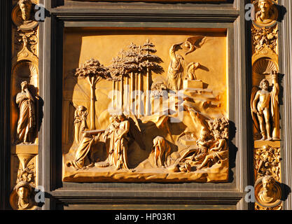 Golden immagine sulla porta del Battistero di Firenze Foto Stock