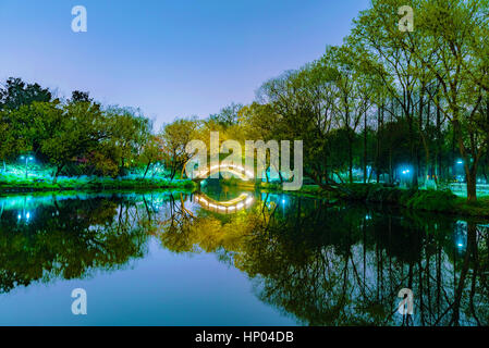 Notte magica vista di Hangzhou West Lake Foto Stock