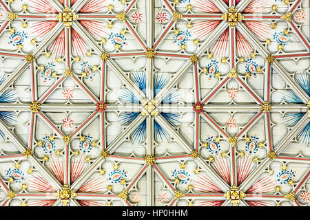 Il soffitto della Sala del Capitolo presso la cattedrale di Canterbury, Inghilterra. Foto Stock