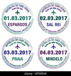 Passaporto Francobolli Capo Verde in formato vettoriale. Illustrazione Vettoriale