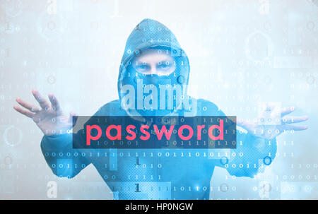 Il pirata informatico di rubare la password Foto Stock