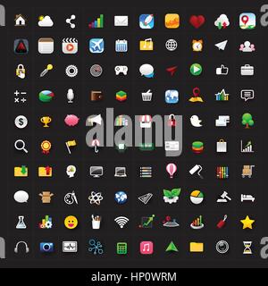 Set di 100 icona per mobile app e interfaccia utente eps vettoriali10 Illustrazione Vettoriale