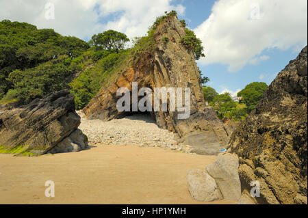 Saundersfoot Beach e rocce Foto Stock