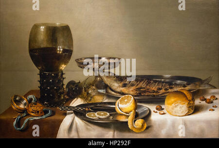 Willem Claesz Heda Still Life con Roemer e Timeplace 1629 - museo Mauritshuis L Aia Foto Stock