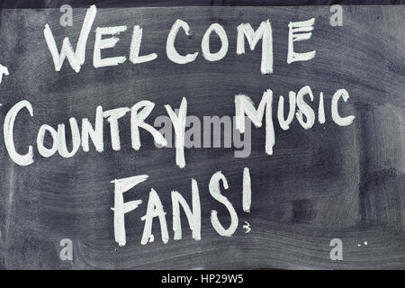 Benvenuti paese gli appassionati di musica, Lower Broadway, Nashville Tennessee Foto Stock