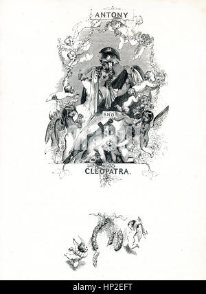 Antonio e Cleopatra, Vittoriano prenota frontespizio per il gioco da William Shakespeare dal 1849 libro illustrato eroine di Shakespeare Foto Stock
