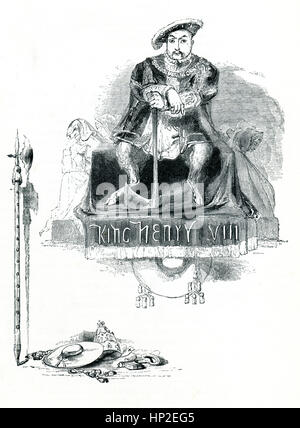 Henry VIII, Vittoriano prenota frontespizio per il gioco da William Shakespeare dal 1849 libro illustrato eroine di Shakespeare Foto Stock