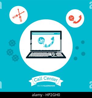 Call center la tecnologia del computer online illustrazione vettoriale EPS 10 Illustrazione Vettoriale