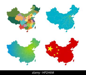 Vector Cina map set Illustrazione Vettoriale