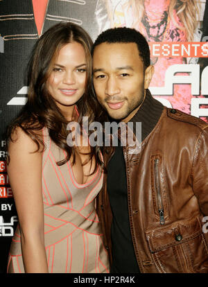 Christine 'Chrissy Teigen' e John Legend arriva a Sports Illustrated B4XLV Party al Super Bowl XLV il 4 febbraio 2011 a Dallas, in Texas. Foto di Francesco Specker Foto Stock