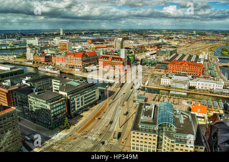 Agosto 2016, cityscape di Malmö (Svezia), HDR-tecnica Foto Stock