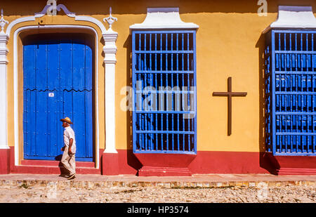 Scena di strada, in Juan Manuel Vazquez street, Trinidad, Cuba Foto Stock