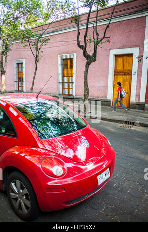 Tipica architettura, in Avenida Francisco Sosa, Coyoacan, Città del Messico, Messico Foto Stock
