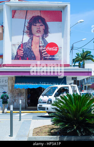 Coca Cola pubblicità nel quartiere asiatico, Noumea NUOVA CALEDONIA Foto Stock