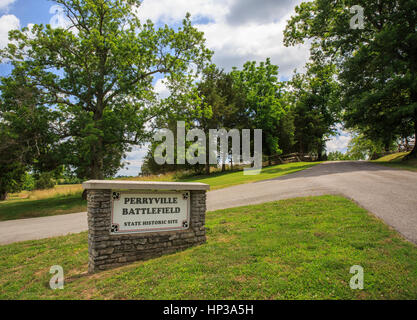 Ingresso segno per Perryfield Battlefield sito storico dello stato Foto Stock