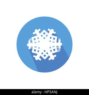 Il simbolo del fiocco di neve. su sfondo bianco in un cerchio luminoso. Alla moda stile piatto per la progettazione grafica, loghi, sito web, social media, applicazioni mobili Illustrazione Vettoriale