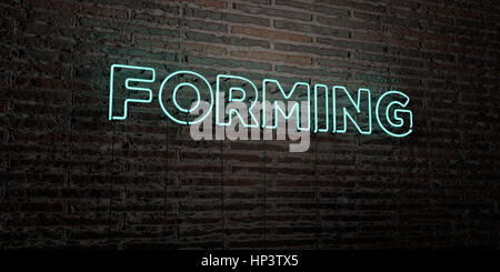 La formazione di -realistico segno al Neon su un muro di mattoni di sfondo - 3D reso Royalty free stock foto. Possono essere utilizzati per gli annunci tramite banner on line di altezza e direct mailer. Foto Stock