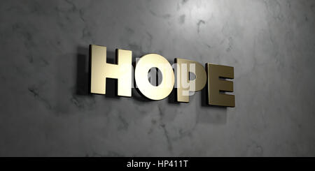La speranza - Oro segno montato sul marmo lucido parete - 3D reso Royalty free stock illustrazione. Questa immagine può essere utilizzata per un sito online banner Foto Stock