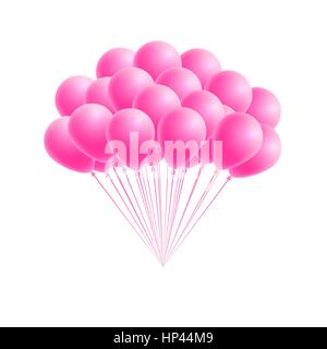 Grappolo di vettore di un compleanno o di partito palloncini rosa. Elemento di design per il messaggio di saluto o scheda di invito Illustrazione Vettoriale