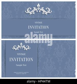 Grigio vettoriale 3d floreali schede orizzontale impostato, saluto o il modello di invito Illustrazione Vettoriale