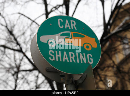 Parcheggio piazza per "Car-Sharing" cars, segno, Vienna, Austria, Europa Foto Stock