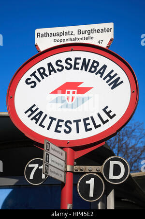 Stazione dei Tram di segno, Vienna, Austria, Europa Foto Stock