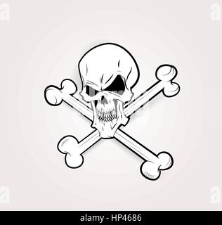 Jolly Roger sticker design. Illustrazione Vettoriale