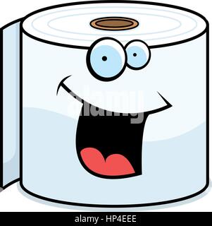 Un cartoon toilet paper roll sorridente e felice. Illustrazione Vettoriale