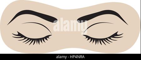 Silhouette di colore femmina con gli occhi chiusi e sopracciglio Illustrazione Vettoriale