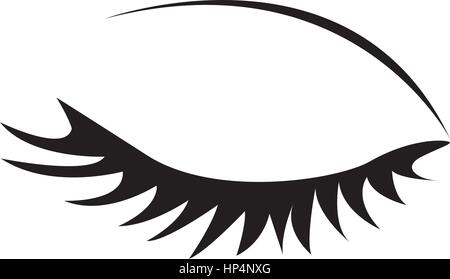 Silhouette monocromatiche con occhio femmina chiuso Illustrazione Vettoriale