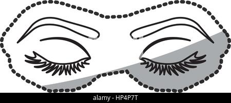 Adesivo donna di contorno con gli occhi chiusi Illustrazione Vettoriale
