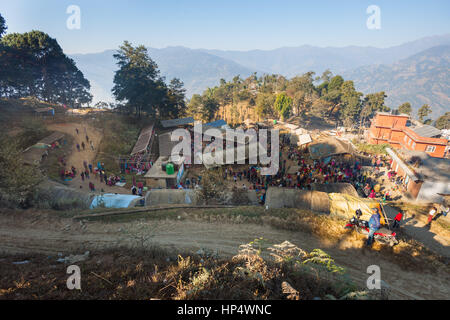 Vista su tokma dadha bazaar, taplejung, Nepal Foto Stock