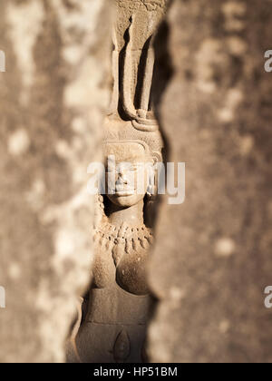 Angkor Wat, Siem Reap, Cambogia - in onore di Vishnu fu costruito da Suryavarman II. Apsara Foto Stock