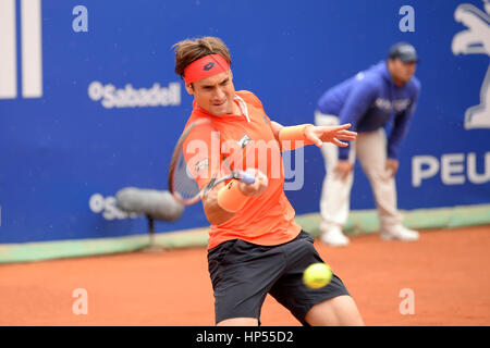 Barcellona - 22 APR: David Ferrer (spagnolo giocatore di tennis) svolge in ATP Barcelona Open Banc Sabadell Conde de Godo torneo su Aprile 22, 2015 in B Foto Stock