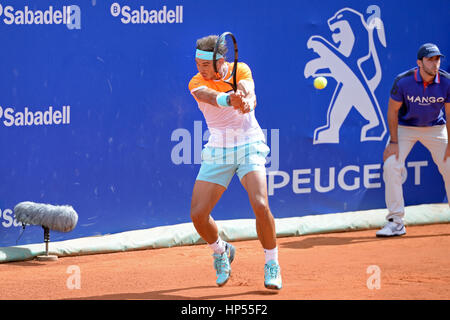 Barcellona - 22 APR: Rafa Nadal (spagnolo giocatore di tennis) svolge in ATP Barcelona Open Banc Sabadell Conde de Godo torneo. Foto Stock