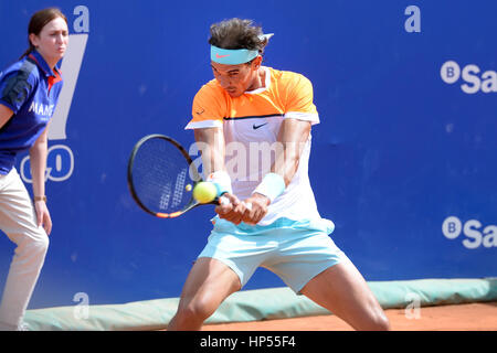 Barcellona - 22 APR: Rafa Nadal (spagnolo giocatore di tennis) svolge in ATP Barcelona Open Banc Sabadell Conde de Godo torneo. Foto Stock