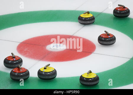 Hokkaido, Giappone. 18 Febbraio, 2017. Vista generale del Curling : uomini Round Robin match tra Giappone 19-1 Qatar durante il 2017 Sapporo dei Giochi Invernali Asiatici a Sapporo Curling Stadium di Hokkaido, Giappone . Credito: AFLO SPORT/Alamy Live News Foto Stock