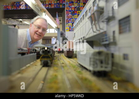 Reigate, Surrey, Regno Unito. 19 Feb, 2017. Modellino ferroviario mostrano Reigate Surrey xix Febbraio 2017 Credit: EYESITE/Alamy Live News Foto Stock