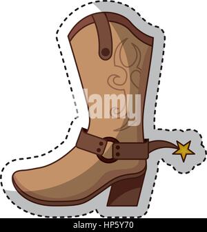 Cowboy boot Icona cassoncino di pulizia illustrazione vettoriale design Illustrazione Vettoriale